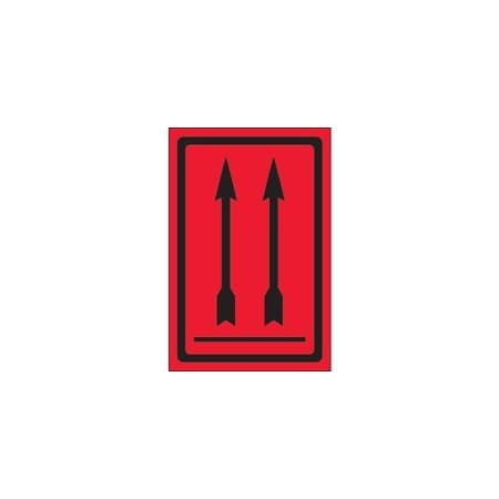 Bubblefast 4 x 6'' - Two Up Arrows Over Bar Fluorescent Red Labels BFDL1191