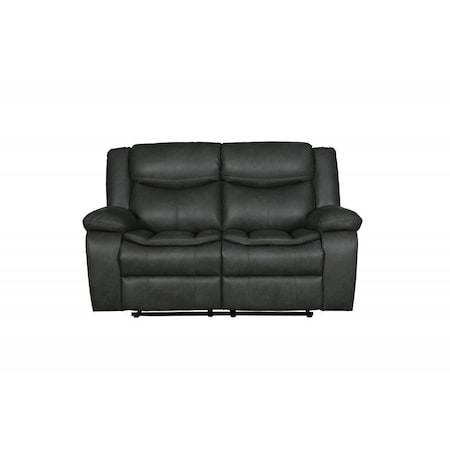 Homeroots 64in Gray Faux Leather Manual Reclining Love Seat 366300