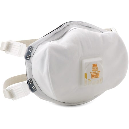 3M Disposable Respirator, N100, Molded, Dual, Adjustable, Metal Nose Clip, M 8233