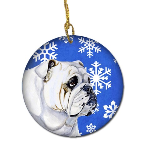 Carolines Treasures Bulldog English Winter Snowflake Holiday Ceramic Ornament LH9274-CO1