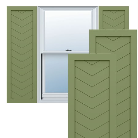 Ekena Millwork True Fit PVC Single Panel Chevron Modern Style Fixed Mount Shutters, Moss Green, 15W x 57H, PR TFP001CV15X057MG