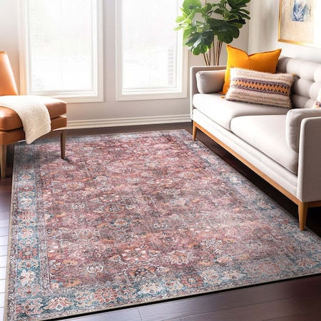 World Rug Gallery Transitional Bordered Vintage Machine Washable Non Slip Area Rug 7 ft 7 in x 9 ft 6 in Multi 6026MULTI8X10