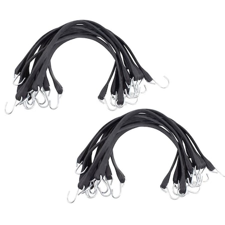 Mytee Products 100PK 9in Natural Rubber Tarp Bungee Straps w/Crimped S Hooks Tie Down Cords, 2PK RS-9C-Nx2