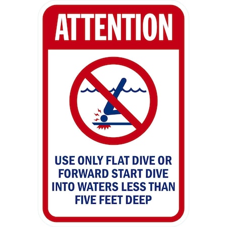 Lyle Attention, Only Flat Dive or Forward Start Dive into, 12x18, Non-Reflective, White G-4480-NA_12x18