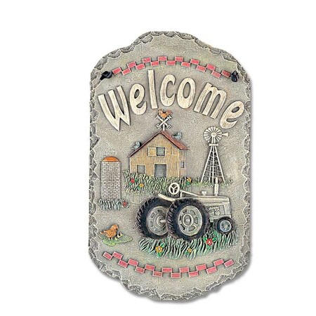 Homeroots 13" X 8" Gray And Beige Polyresin Welcome Sign Wall Decor 405125