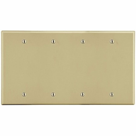 Hubbell Wiring Device-Kellems Wallplate, 4-Gang, 4 Box Mount Blank, Ivory P43I