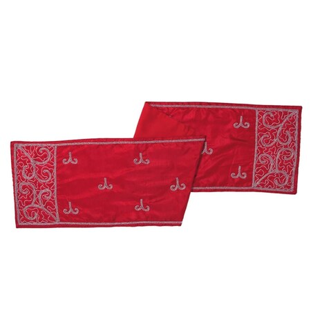 Vickerman 14 x 90 in. Filigree Scroll Table Runner - Red QTX17314