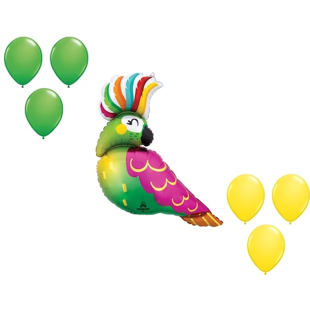 Loonballoon 31 Inch Tropical Parrot Balloon Medium Shape Set 6x latex 96501