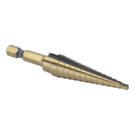 Drill America No 1 HSS Black & Gold Quick Change Hex Shank Step Drill Bit (1/8"- 1/2 by 1/32") STE1HEX