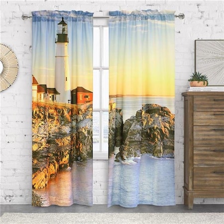 Habitat 38 x 84 in. Photo Real Lighthouse Pole Top Curtain Panel, Multi Color 72104-171-76-84-901
