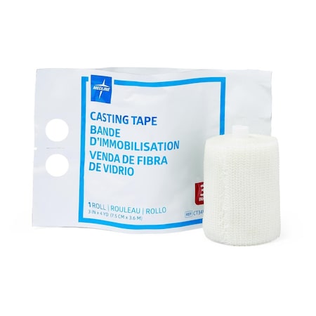Medline Fiberglass Casting Tape, White, 3in x 4 yd., 10PK CT34WHT