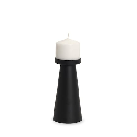 Homeroots 8" Black Metal Tabletop Pillar Candle Holder 608540