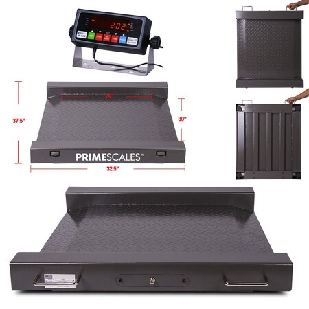 Prime Systems Heavy Duty Drum Floor Scale Easy Ramp Access 1000 lb x .2 lb PS-1KRAW