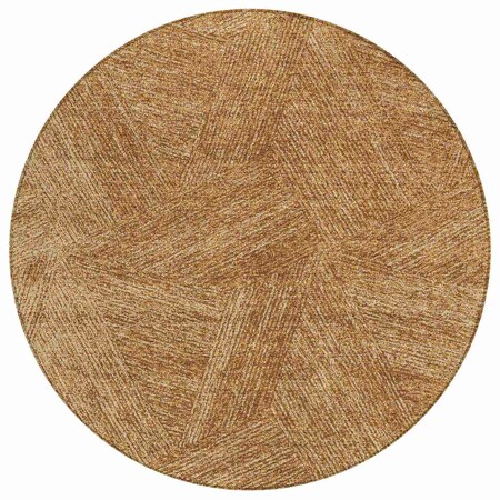 Homeroots 8' Gold Brown And Ivory Round Abstract Washable Indoor Outdoor Area Rug 597018