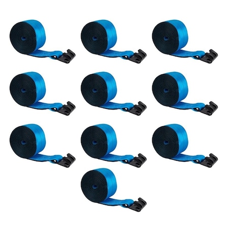 Mytee Products 4in x 40ft Winch Strap with Flat Hook - Blue, 10PK WS440Bx10