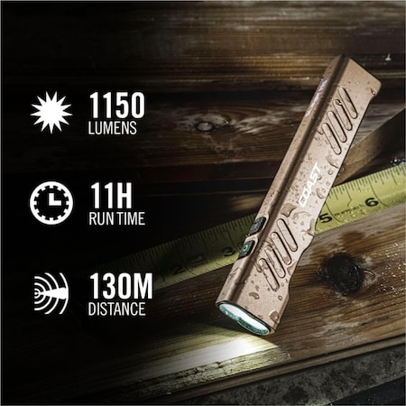 Coast Products Slayer Pro 1150 Lumens Rechargeable Led Beamsaver Usb-C  Flashlight, Dune, 1EA 31104