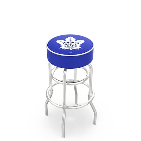 Holland Bar Stool Co 30" Toronto Maple Leafs Cushion Seat, 2-Ring Chrome Swivel Bar Stool L7C130TorMpl