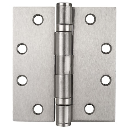 Global Door Controls 4.5 in. x 4 in. Satin Nickel Commercial Full Mortise Square Corner Door Hinge with Fixed Pin CP4540BBNRP-US15