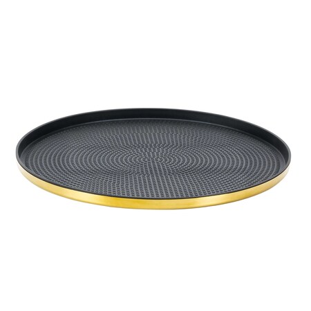 Service Ideas Modern Edge Round Serving Tray, 12in diamater, Vintage Gold TRME12RIVG