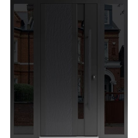 Vdomdoors Steel Door Dekton 0163 Ardesia Nero 2 Side Exterior Windows Sidelites/ Entry Door Painted W14+36+14 DEKTON0163EXD-ARD-W14+36+14xH80-LH-I