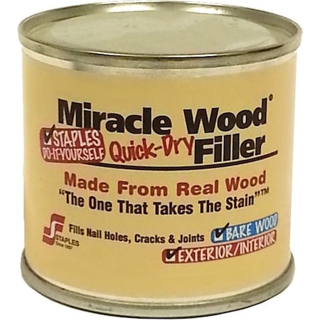 Staples Miracle Wood Wood Filler, Putty, Strong Solvent, Natural, 0.25 lb 901