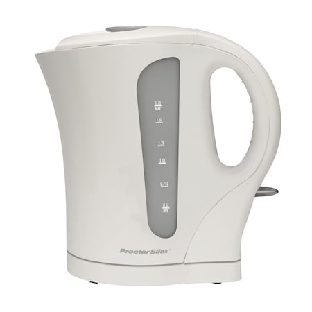 Proctor-Silex 1.7 Liter Plastic Cordless Electric Kettle in White K4090