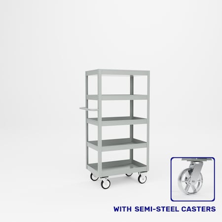 Pucel Five Shelf Heavy Duty Stock Cart, 28 in W x 18 in D x 58 3/4 in H, Light Blue L-1828-S