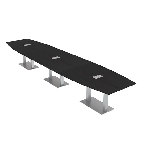 Skutchi Designs Boat Conference Table With Power, 48 in W, 192 in L, Black HAR-BOT-48x192-DOU-U999ST19-ESIL
