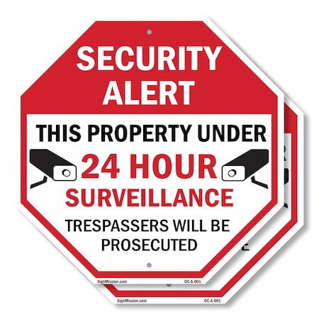 Signmission Security Alert This Property Under, 6 inch X 6 inch, Plastic Sign, 2PK OC-P-2PACK-6-1
