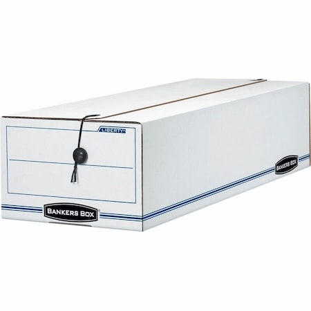Bankers Box File Box, Corrugated Fiberboard, 9.75" W, 23.75" D, 6.25" H, Two Flaps Closure, White/Blue 00022
