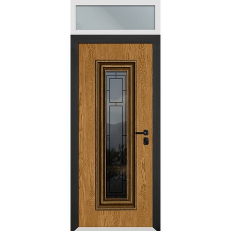 Vdomdoors Steel Door Ballucio 6644 Natural Oak Top Exterior Window Sidelite Entry Door Painted W36xH80+16 Lef BALLUCIO6644EXD-OAKW-W36xH80+16-LH-I
