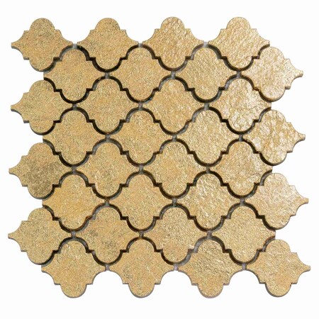 Apollo Tile Artisana 12x12 in. Gold Textured, Foiled Resin Arabesque Lantern Mosaic Wall Tile (5 sq ft/case) 5PK APLBRJ886A