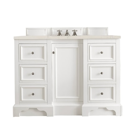 James Martin Vanities De Soto 48" Single Vanity, Bright White, w/ 3 CM Siberian Silestone Top 825-V48-BW-3SFR