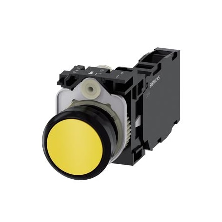 Siemens Pushbutton, 22 mm, round, plastic, yellow, pushbutton, flat 3SU1100-0AB30-1FA0-ZY19