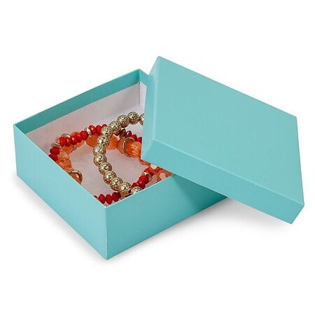 Nashville Wraps Aqua Blue Jewelry Gift Boxes, 3.5x3.5x1.5, Fiber Fill, 100PK 20AQ