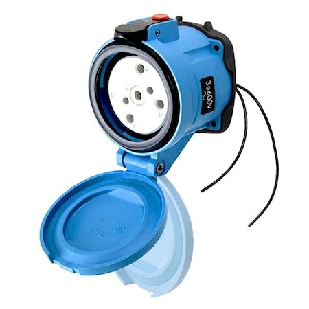 Meltric DS60 RECEPTACLE POLY BLUE SIZE 4 TYPE 4X IP 69 3P+G 60 A 600 VAC 60 Hz +2 AUX 33-64143-972