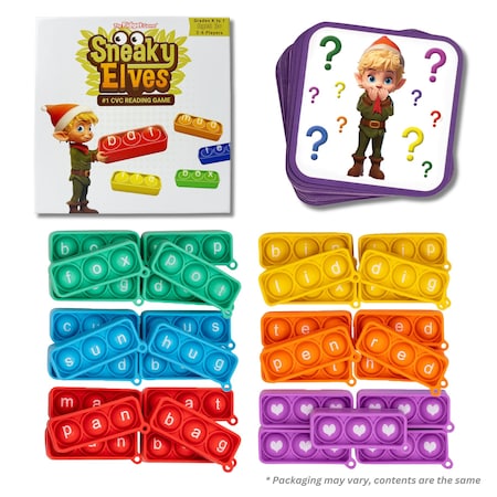 The Fidget Game Sneaky Elves CVC Reading Game TFGCVC-SNEAKYELVES-N