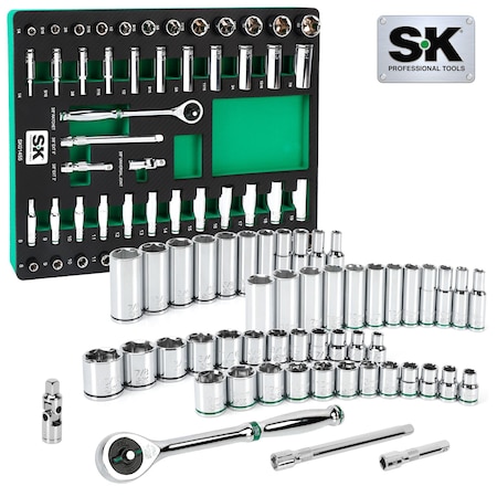 Sk Professional Tools Drive SAE/Metric Chrome 3/8", 51 pc SK01455-216P