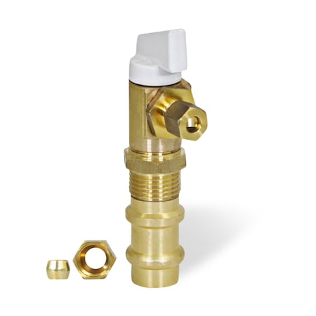 Everflow Icemaker Replacement Valve 1/2" Press Inlet x 1/4" Compression Outlet, Lead Free Brass 545R