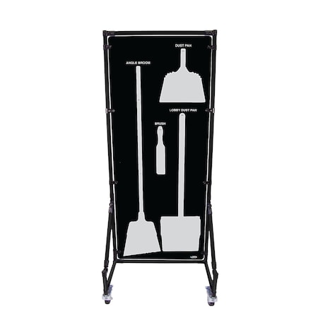 5S Supplies Housekeeping Shadow Board Broom Station V16, Black / Gray, Kit, No Text HSB-V16-BLACK/GRAY-KIT-NO TEXT