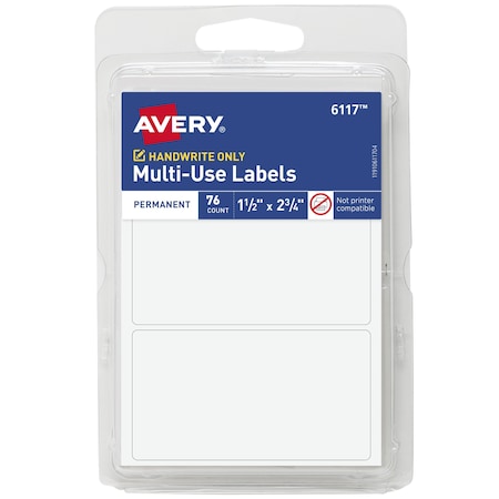 Avery All-Purpose Labels, 1.5 x 2.75", PK76 6117