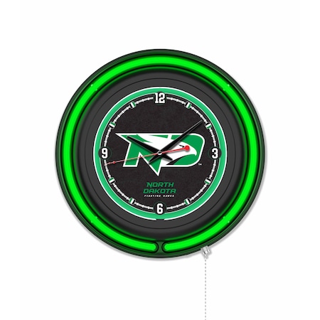 Holland Bar Stool University of North Dakota 15 Double Neon Wall Clock Clk15BK
