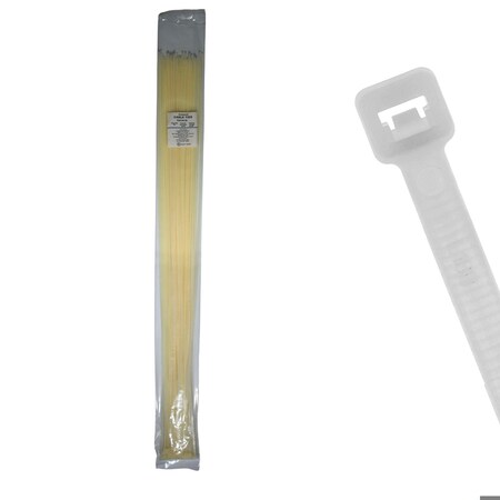 Cable Ties Unlimited Cable Tie, 36 in L, 50 lb Strength, 10.5 in Max Bundle Dia, Nylon 6/6, Natural, 50PK S36-50-9L
