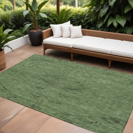 Homeroots 9' X 12' Fern Green And Dark Green Floral Washable Indoor Outdoor Area Rug 604226
