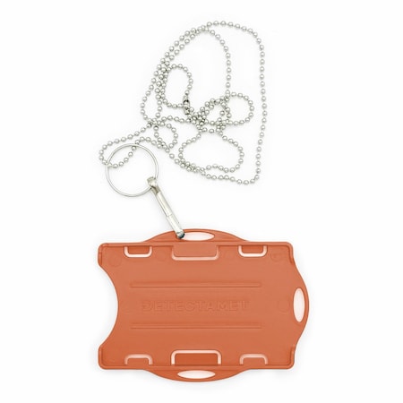 Detectamet Detectable Swipe Card Holder double sided with Neck Chain Orange, 10PK 212-T889-A55-P08