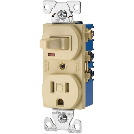 Eaton Wiring Devices Straight Blade Receptacle, 5-15R, 15 A, 125V AC, 2 Pole, 3 Wire, Flush Mount, Grounded TR274V