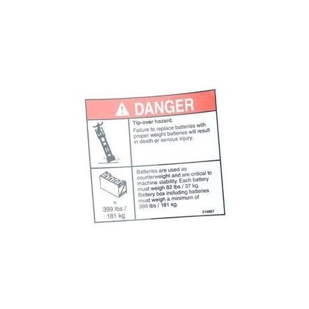 Genie REPLACEMENT DECAL-BATT.TRAY/WEIGHT-GS-4047 214867GT