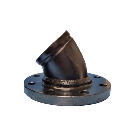 Industrial Choice Groove by 150 lb Flange 45 Degree Elbow SCH20 5 inch Steel Black Painted GVF150-45-5-S20CS-BK