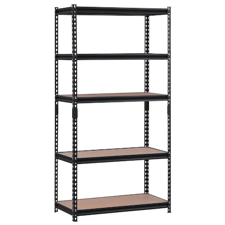 Edsal Shelving Unit, 5 Tier, 36"Wx18"Dx72"H, Blk UR185P-BLK