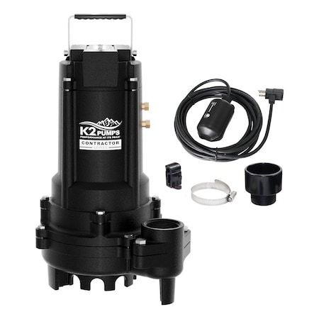 K2 Pumps Contractor Series 3/4 HP  Sump and Effluent Pump, Piggyback Tethered, 115 Volt, 11 Amp, Cast Iron SPI07508TPK